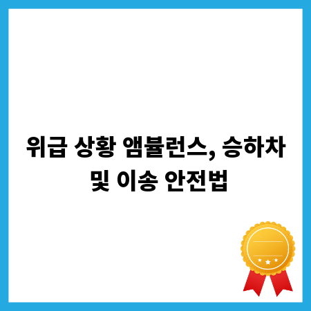 안전한 앰뷸런스 이용, 응급 환자 이송의 모든 것