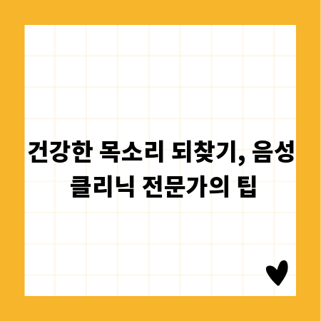 건강한 목소리 되찾기, 음성 클리닉 전문가의 팁