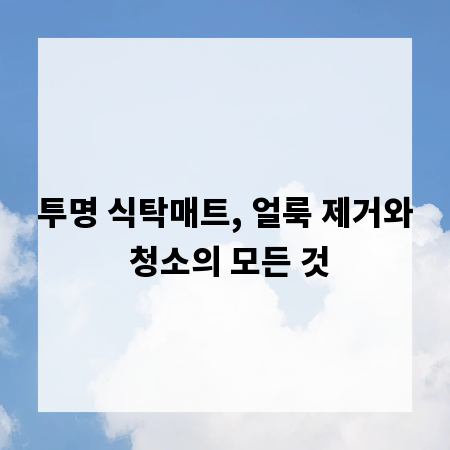 투명 식탁매트, 얼룩 제거와 청소의 모든 것