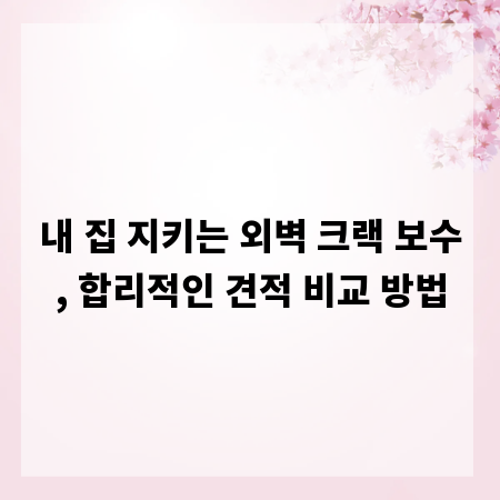 내 집 지키는 외벽 크랙 보수, 합리적인 견적 비교 방법