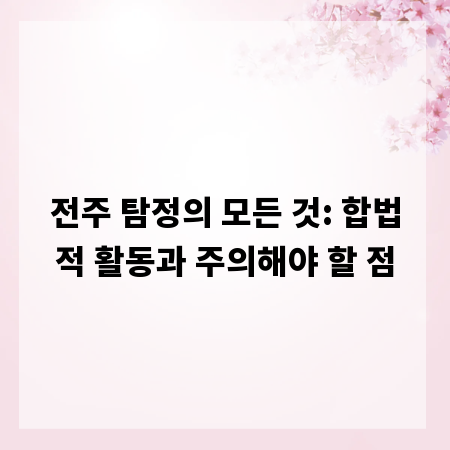 전주 탐정의 모든 것: 합법적 활동과 주의해야 할 점