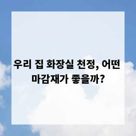 우리 집 화장실 천정, 어떤 마감재가 좋을까?