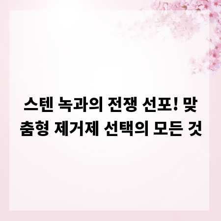 스텐 녹과의 전쟁 선포! 맞춤형 제거제 선택의 모든 것