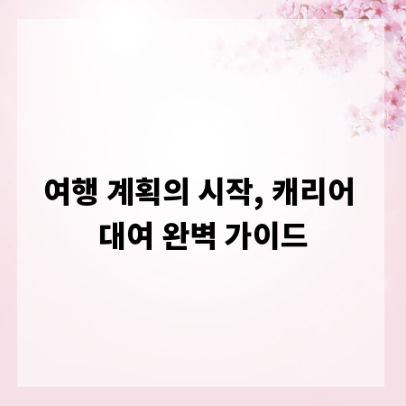 여행 계획의 시작, 캐리어 대여 완벽 가이드