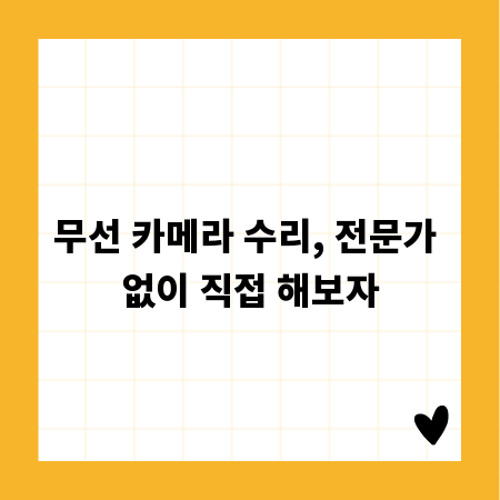 무선 카메라 수리, 전문가 없이 직접 해보자