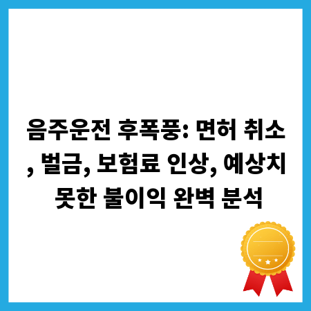 음주운전 후폭풍: 면허 취소, 벌금, 보험료 인상, 예상치 못한 불이익 완벽 분석