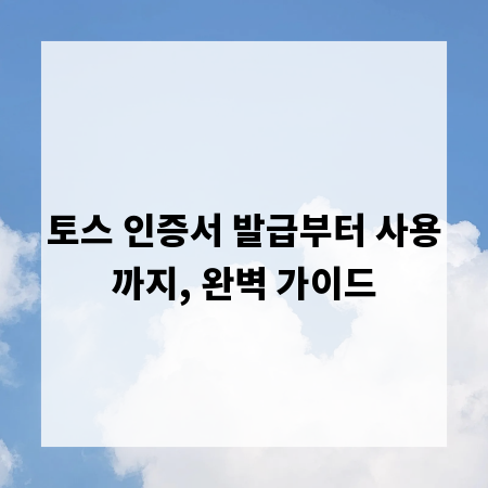 토스 인증서 발급부터 사용까지, 완벽 가이드