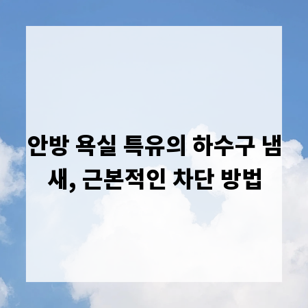 안방 욕실 특유의 하수구 냄새, 근본적인 차단 방법