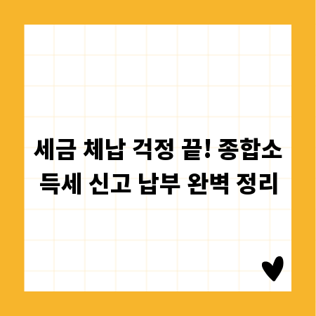 세금 체납 걱정 끝! 종합소득세 신고 납부 완벽 정리