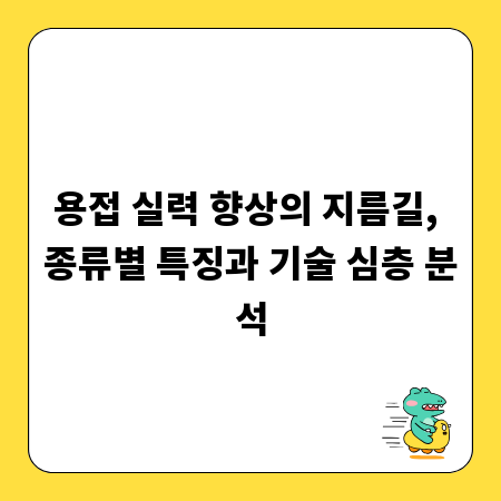 용접 실력 향상의 지름길, 종류별 특징과 기술 심층 분석