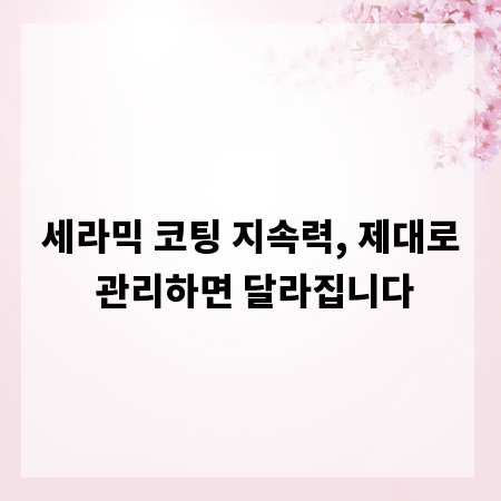 세라믹 코팅 지속력, 제대로 관리하면 달라집니다