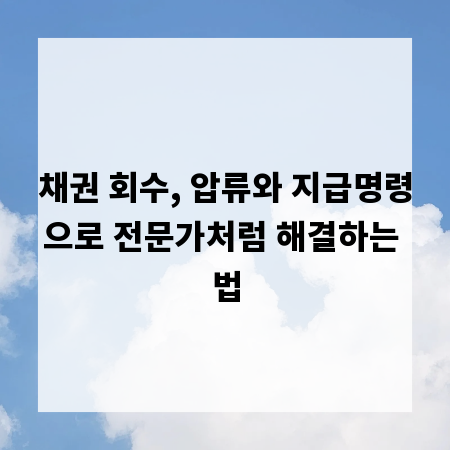 채권 회수, 압류와 지급명령으로 전문가처럼 해결하는 법
