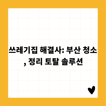 쓰레기집 해결사: 부산 청소, 정리 토탈 솔루션