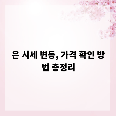 은 시세 변동, 가격 확인 방법 총정리