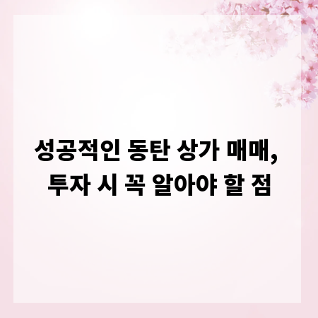 성공적인 동탄 상가 매매, 투자 시 꼭 알아야 할 점