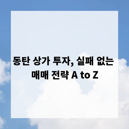 동탄 상가 투자, 실패 없는 매매 전략 A to Z