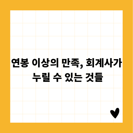 연봉 이상의 만족, 회계사가 누릴 수 있는 것들