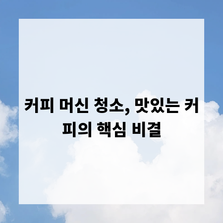 커피 머신 청소, 맛있는 커피의 핵심 비결