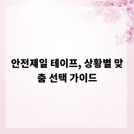 안전제일 테이프, 상황별 맞춤 선택 가이드