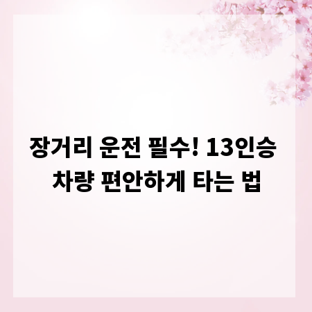 장거리 운전 필수! 13인승 차량 편안하게 타는 법