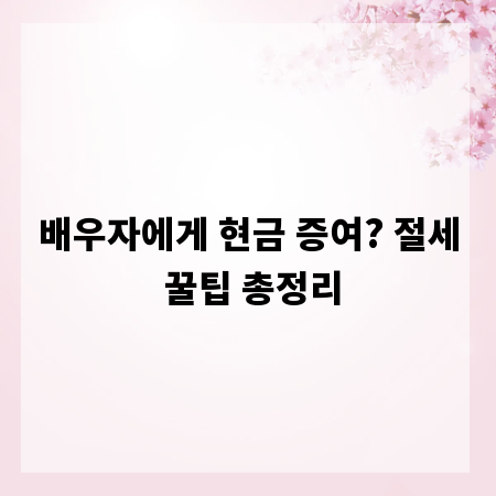 배우자에게 현금 증여? 절세 꿀팁 총정리