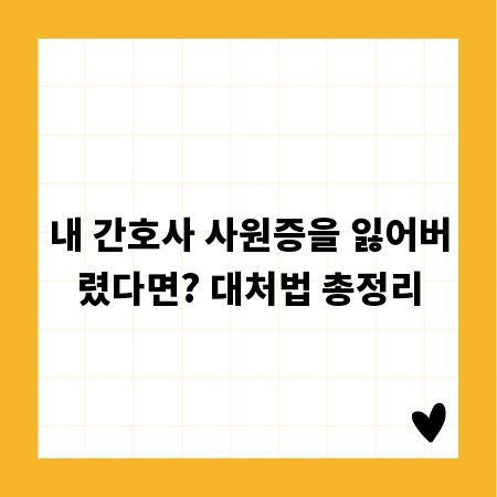 내 간호사 사원증을 잃어버렸다면? 대처법 총정리