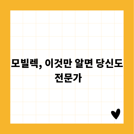 모빌렉, 이것만 알면 당신도 전문가