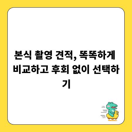 본식 촬영 견적, 똑똑하게 비교하고 후회 없이 선택하기