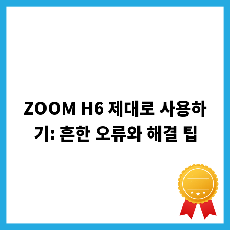 ZOOM H6 제대로 사용하기: 흔한 오류와 해결 팁