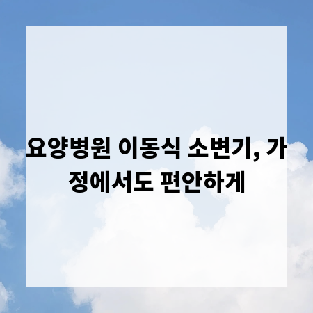 요양병원 이동식 소변기, 가정에서도 편안하게