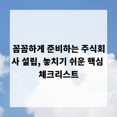 꼼꼼하게 준비하는 주식회사 설립, 놓치기 쉬운 핵심 체크리스트