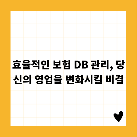 효율적인 보험 DB 관리, 당신의 영업을 변화시킬 비결