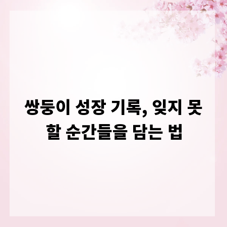 쌍둥이 성장 기록, 잊지 못할 순간들을 담는 법