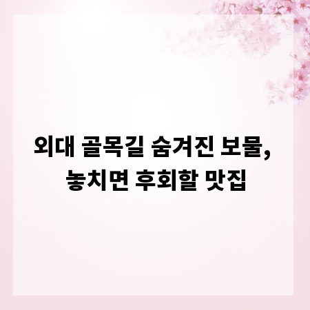 외대 골목길 숨겨진 보물, 놓치면 후회할 맛집