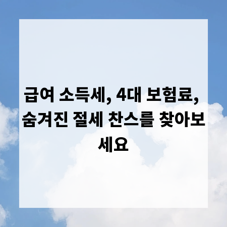 급여 소득세, 4대 보험료, 숨겨진 절세 찬스를 찾아보세요