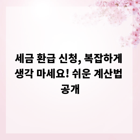 세금 환급 신청, 복잡하게 생각 마세요! 쉬운 계산법 공개