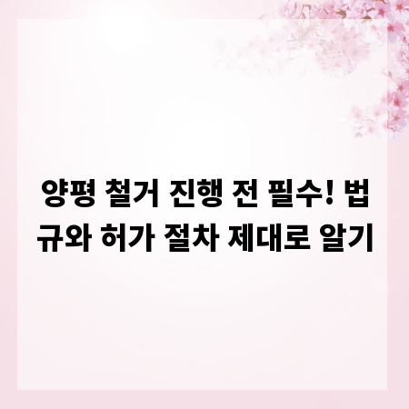 양평 철거 진행 전 필수! 법규와 허가 절차 제대로 알기