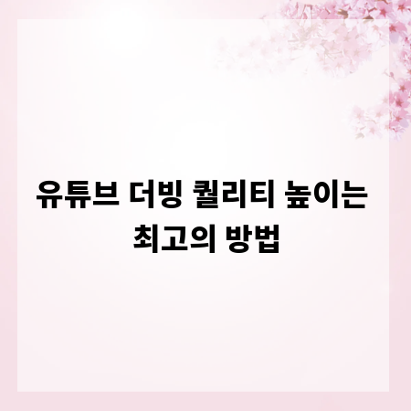 유튜브 더빙 퀄리티 높이는 최고의 방법