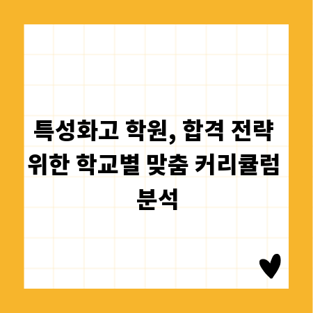 특성화고 학원, 합격 전략 위한 학교별 맞춤 커리큘럼 분석