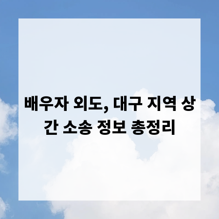 배우자 외도, 대구 지역 상간 소송 정보 총정리