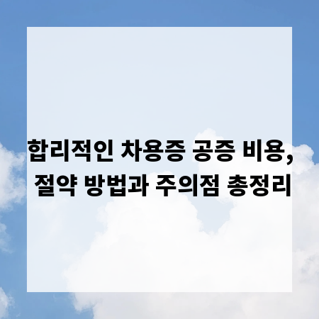 합리적인 차용증 공증 비용, 절약 방법과 주의점 총정리