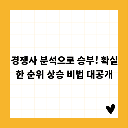 경쟁사 분석으로 승부! 확실한 순위 상승 비법 대공개