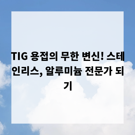 TIG 용접의 무한 변신! 스테인리스, 알루미늄 전문가 되기