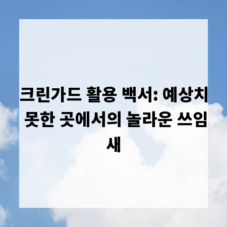 크린가드 활용 백서: 예상치 못한 곳에서의 놀라운 쓰임새