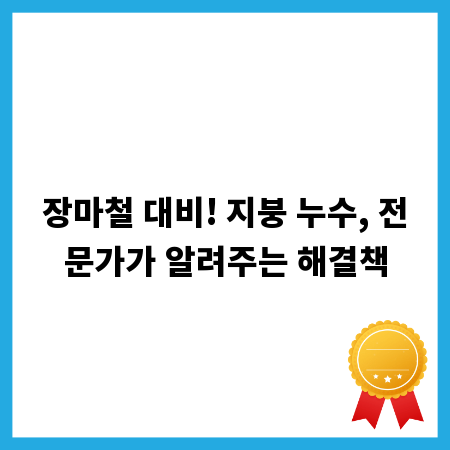 장마철 대비! 지붕 누수, 전문가가 알려주는 해결책