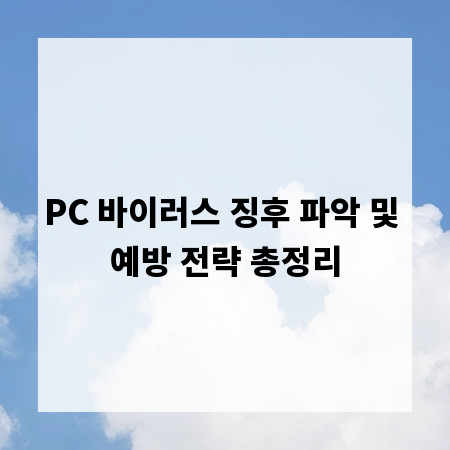 PC 바이러스 징후 파악 및 예방 전략 총정리