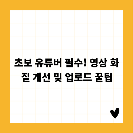 초보 유튜버 필수! 영상 화질 개선 및 업로드 꿀팁