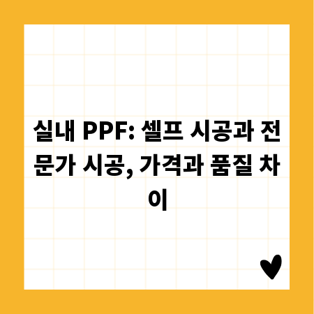 나만의 공간을 지키는 방법, 실내 PPF 셀프 vs. 전문가