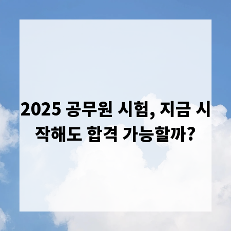 2025 공무원 시험, 지금 시작해도 합격 가능할까?