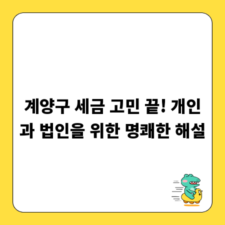계양구 세금 고민 끝! 개인과 법인을 위한 명쾌한 해설